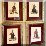 A10. Set of 4 antique prints. 